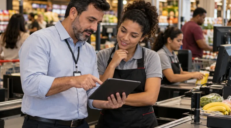 Imagem ilustrativa: operadores de caixa no supermercado