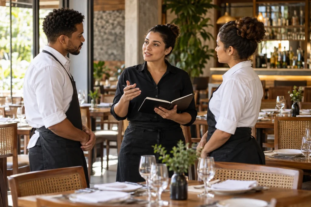 Imagem ilustrativa: equipe de atendimento em restaurante
