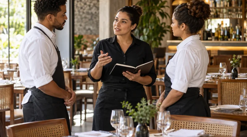 Imagem ilustrativa: equipe de atendimento em restaurante