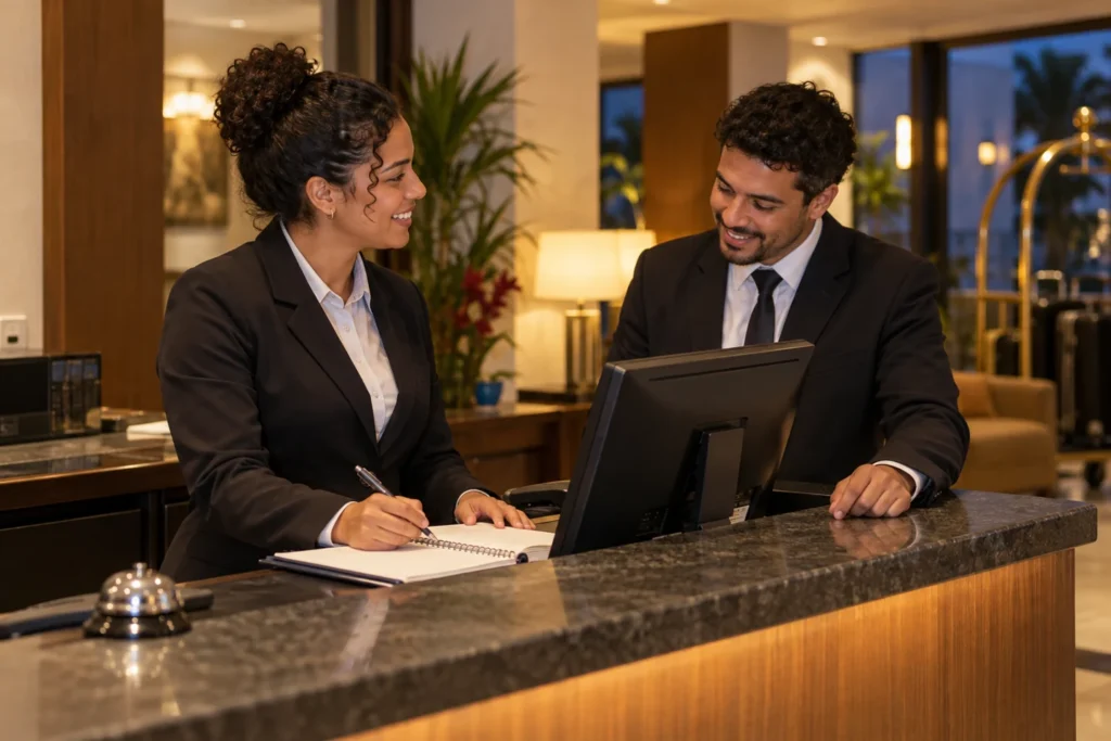 Imagem ilustrativa: recepcionistas de hotel