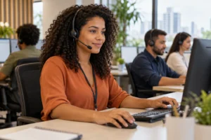 Imagem ilustrativa: operadores de telemarketing
